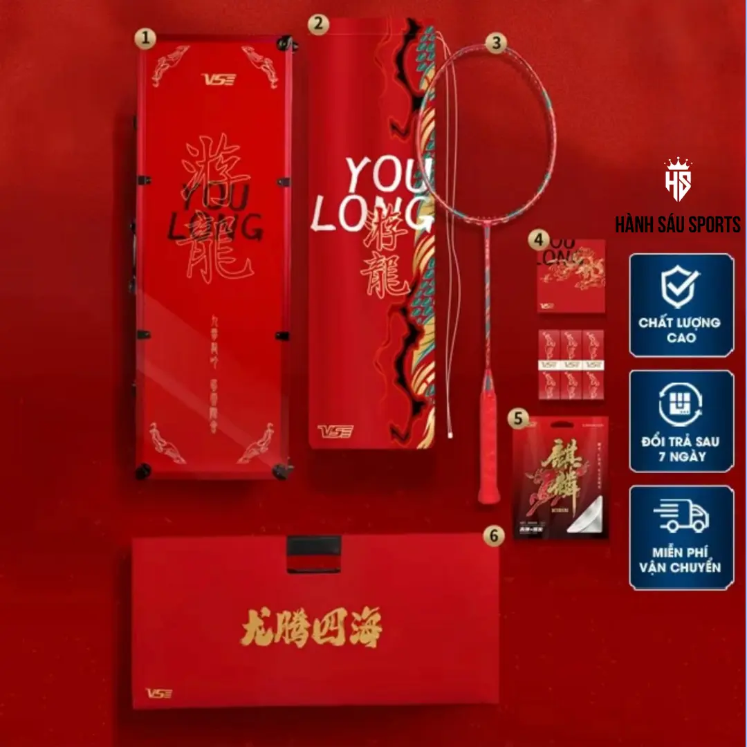 Vợt cầu lông VS yulong Rồng Chính hãng Bảo hành 6 tháng Bản full box Limiteđ Cán Vợt carbon quấn cán vợt