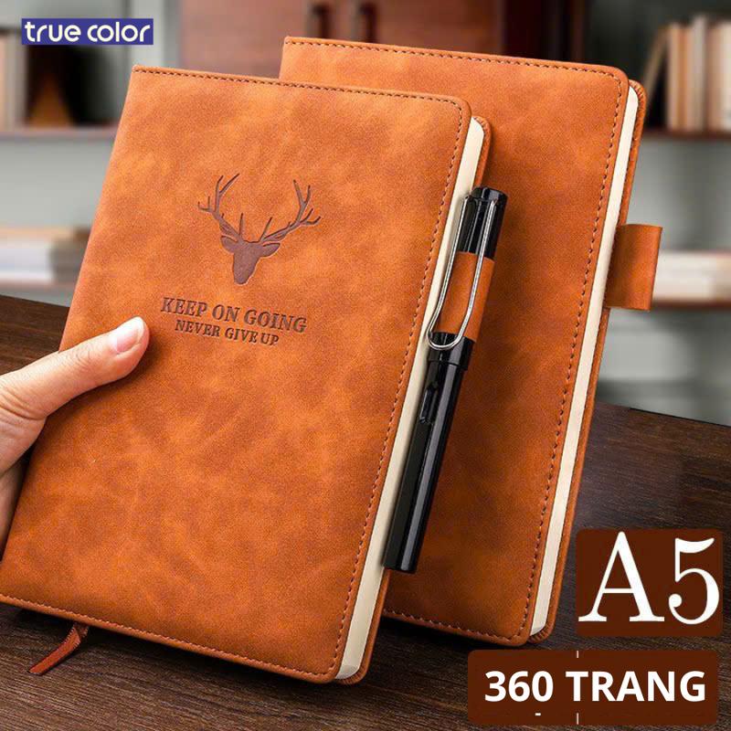 [TẶNG 1 BÚT] Sổ ghi chép da cao cấp 360 trang có ngăn cài bút, vở kẻ ngang dành cho văn phòng công tác, thư ký, giám đốc, giáo viên có 8 màu muji 2025  planner sổ  vàng muji  planner