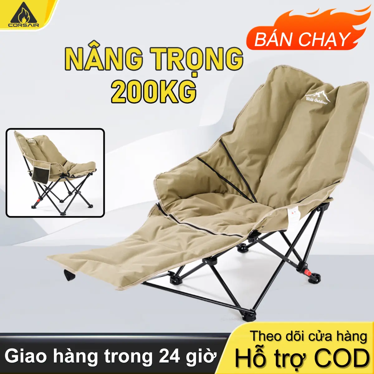 Ghế nằm gấp có bông dành cho ngoài trời - Được điều chỉnh dễ dàng, gấp gọn tiện lợi, kèm túi đựng đồ. Sản phẩm làm từ bông chất lượng cao, đảm bảo sự thoải mái và bền bỉ
