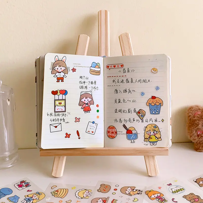 100 Lembar Sticker Box Motif Animasi Lucu / Cute Stiker Dekor Aesthethic / Motif Lucu 4