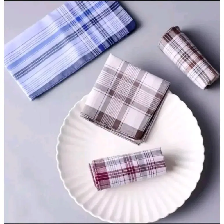 6pcs- sapu tangan pria bahan cotton / sapu tangan laki-laki bahan katun ,saputangan pria isi 6 Aksesoris Hadiah 2