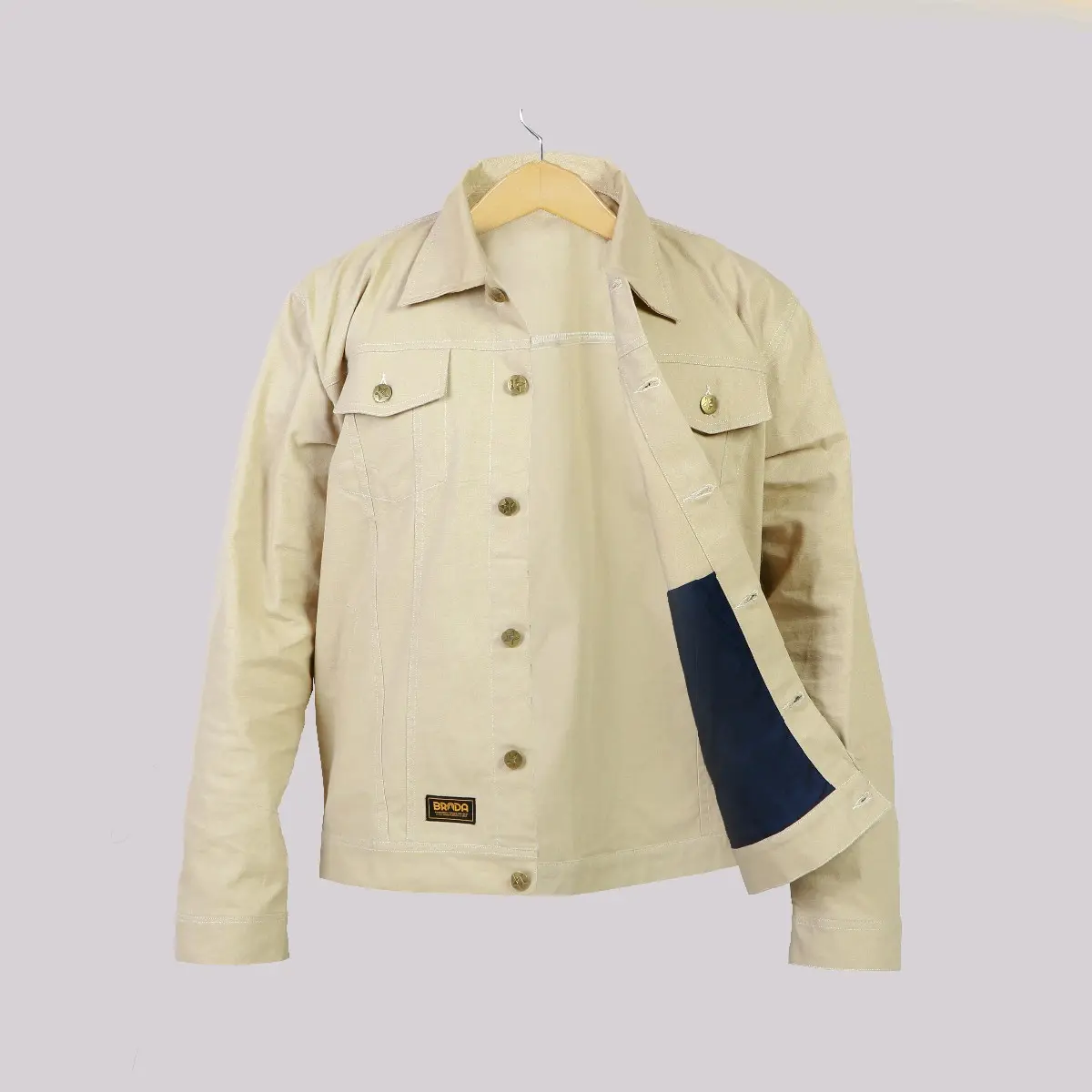 Brada Jaket Trucker Kanvas Pria - Cream