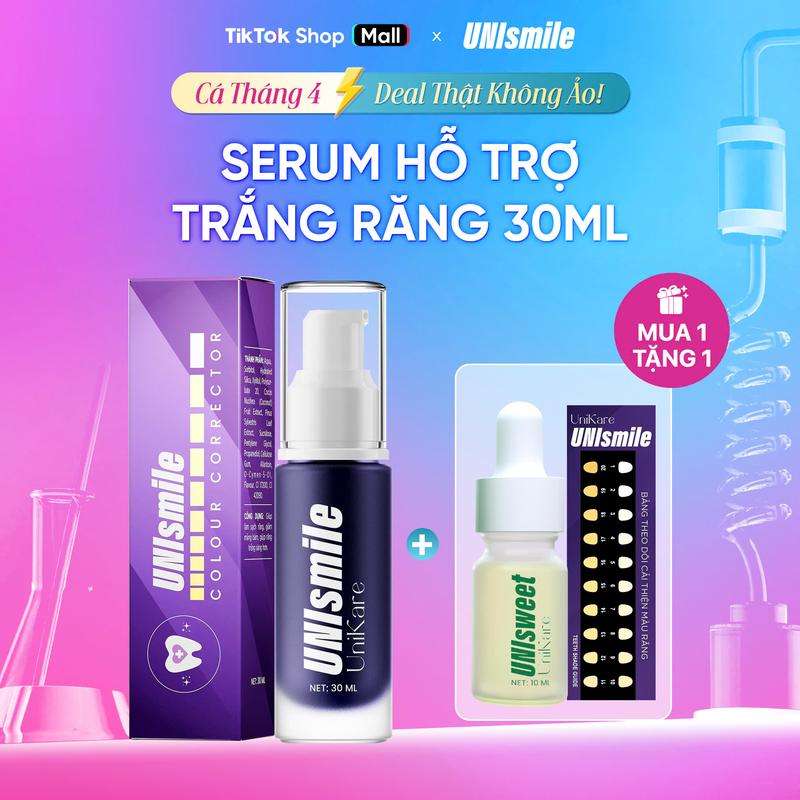 Mua 1 Tặng 1, Serum Hỗ Trợ Trắng Răng Unismile 30ml, Tặng  Serum Hôi Miệng 10ml, Hỗ Trợ Cải Thiện Vàng Răng, Unikare