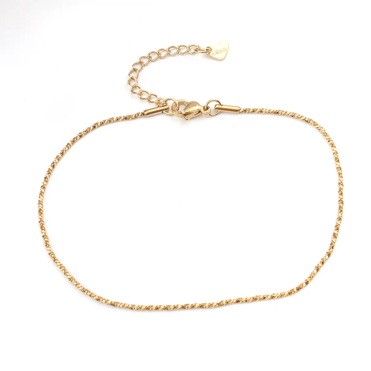 304 Stainless Steel Anklet Gold Color Chain Anklets Summer Beach Party Barefoot Jewelry Show For Women 23.5cm(9 2/8") long,1 PCs