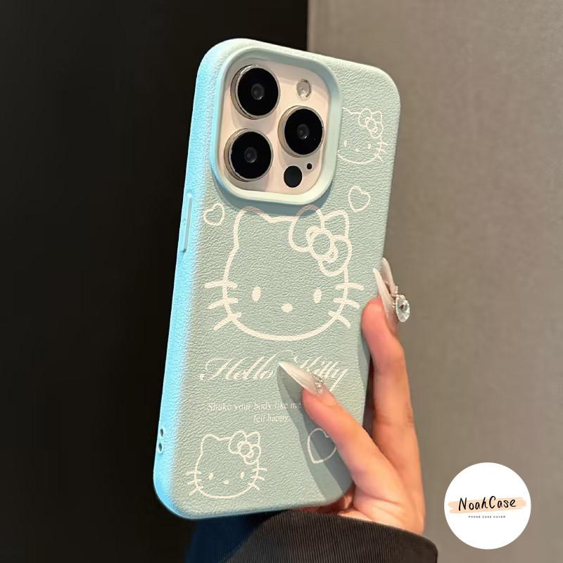 Ốp lưng hoạt hình cho iPhone 11 16 15 13 14 12 Pro Max X Xs Max Xr 14 15 16 Plus Ốp lưng da mềm Hello Kitty dễ thương