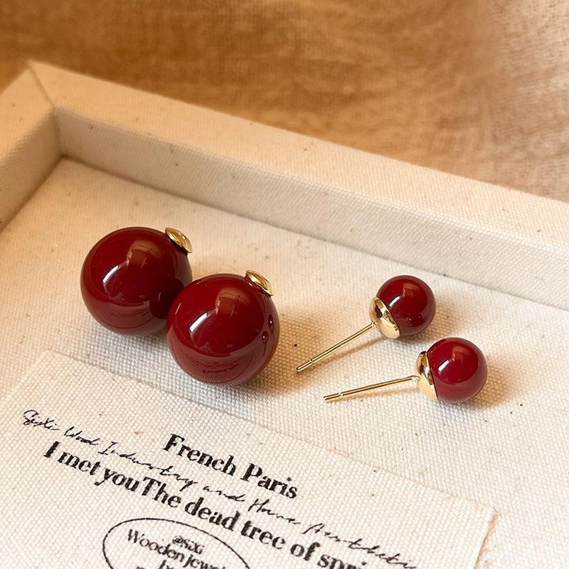 Product Introduction of S925 Silver Needle Double-Sided Pearl Earrings New Hot Style Light Luxury High-End Sense Elegant Niche Unique Jewelry for Women 17