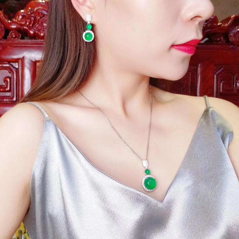 Product Introduction of Elegant Fashion Natural zircon Stud Earrings Ring Pendant Necklace Fashion accessories Set High Ice Perfect zircon Three-Piece Set Anniversary Auspicious Birthday 42
