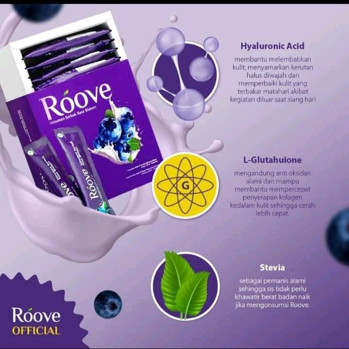 ROOVE 1BOX 20 saset. Roove Blueberry collagen beauty drink Perawatan Rambut & Kuku Perawatan Kulit 5