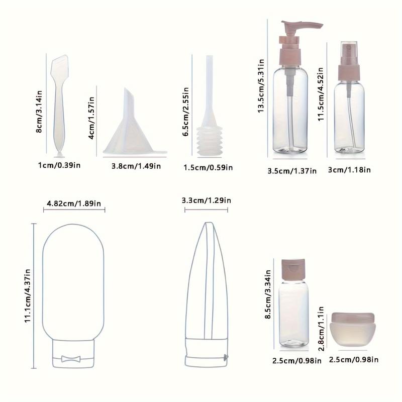 Product Introduction of Bộ Chai Du Lịch Có Thể Nạp Lại 11 Cái / bộ Bình Xịt Kem Dưỡng Da Dầu Gội Đầu Sữa Tắm Ống Chai Mỹ Phẩm Hộp Đựng Chất Lỏng Rỗng Dụng Cụ Cầm Tay Nạp Lại Đựng Gia Vị Đựng Đồ Ăn 4