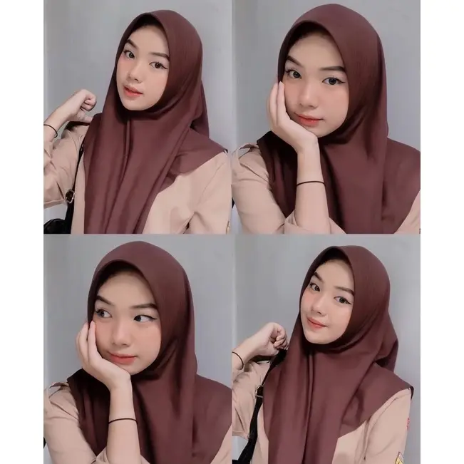 Paris Premium Voal / Hijab Segiempat Premium Anti Letoy / Square Salshijab hijab  warna khaki muda jilbab