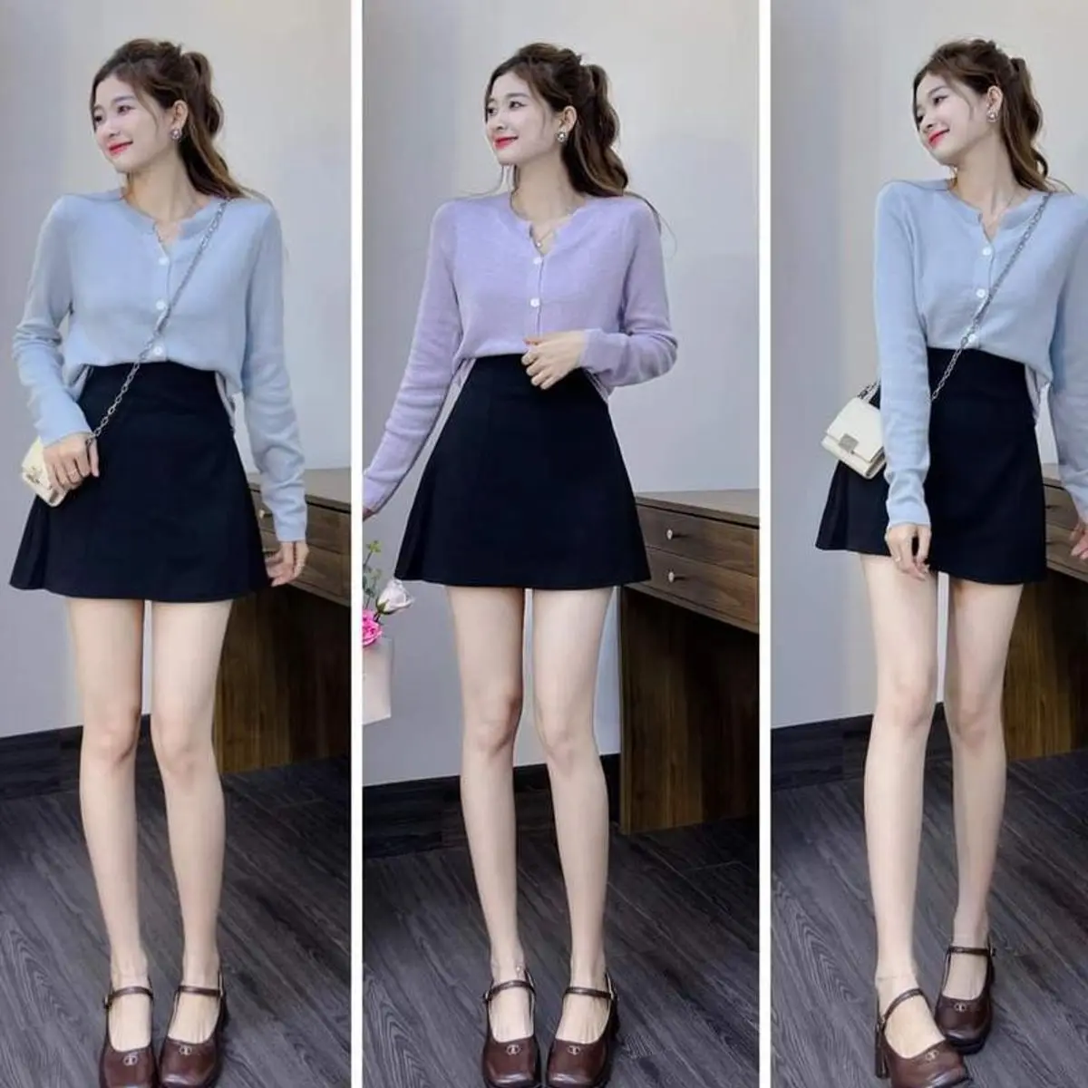 Chân Váy Chữ A Cạp Cao Công Sở Có Quần Trong Cạp Lưng Liền Dáng Ôm Eo Xòe Nhẹ Chân Váy Ngắn Dáng A Màu Đen Nâu Kiểu Đẹp Nữ Voan Voi