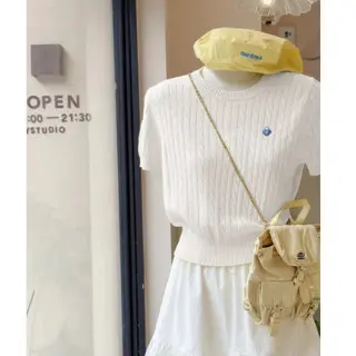 Yellow Twisted Short Sleeve T-Shirt for Women, Summer New Round Neck Slim Fit Short Knit Top