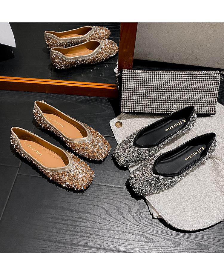 Product Introduction of 2025 new fashionable low heeled M ü ller women's shoes, with diamond studded decorative pointed single shoes, avant-garde design, simple, luxurious, comfortable, suitable for commuting, outdoor activities, etc 10