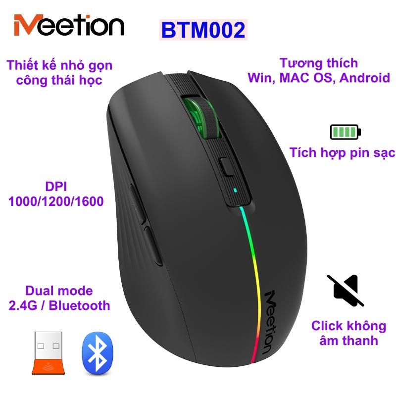  Chuột không dây Meetion BTM002 Dual Mode 2.4G+Bluetooth không ồn pin sạc tương thích nhiều thiết bị 
