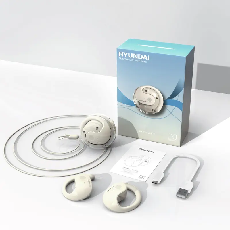 HYUNDAI Clip On Design Wireless Bluetooth-compatible Earphone, Waterproof Long Battery Life Earphones, HIFI Sound Quality Headphones for Sports & Travel 3