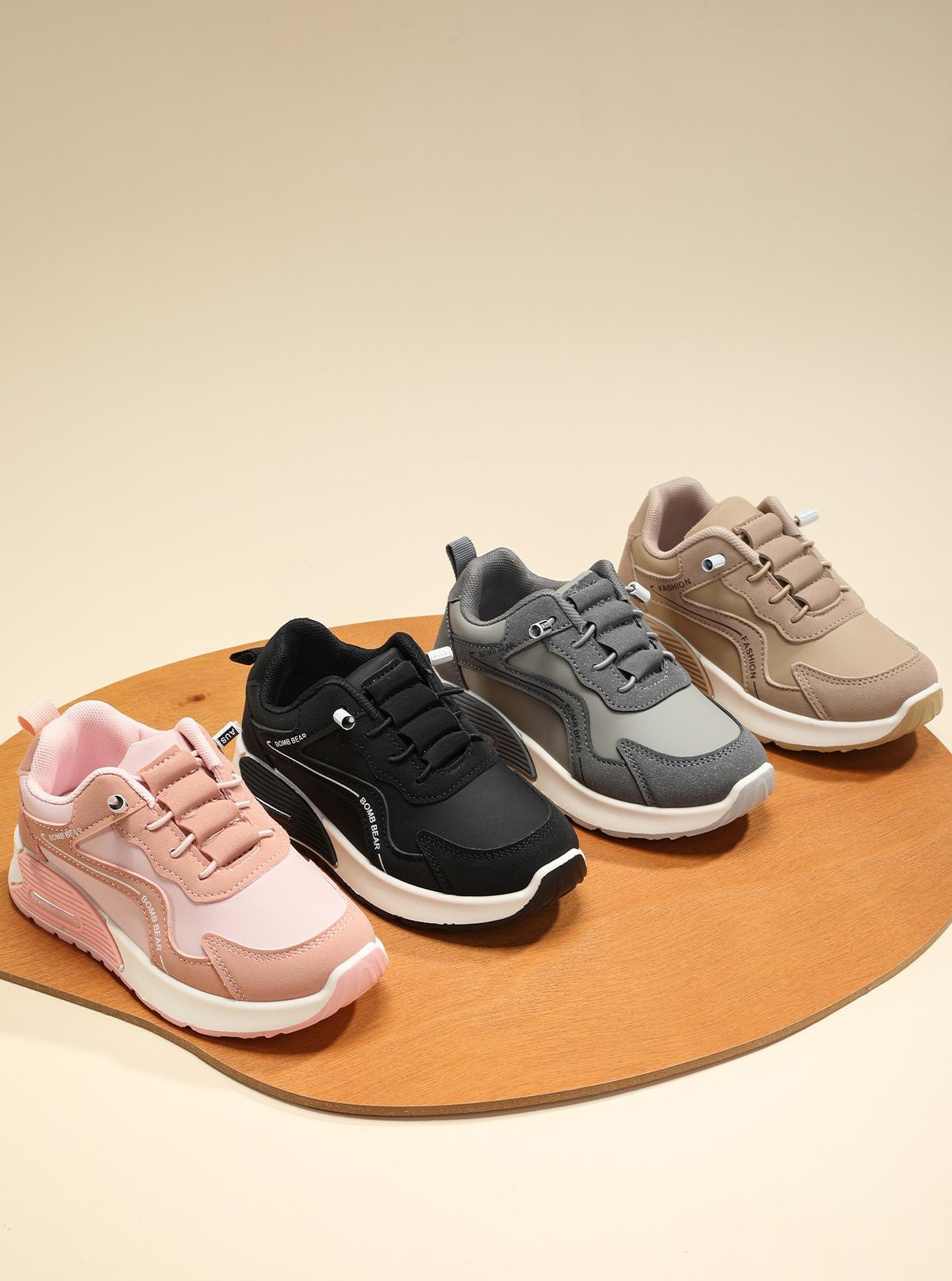 MOONBEAR ~6308~ Sepatu Sekolah Anak Dengan Fashion Sneakers Mesh Sintetis Premium, Kualitas Nyaman Lentur Ringan Desain Ergonomis untuk Aktivitas Aktif Si Kecil! warna Hitam, Pink, Khaki dan Abu dengan size 26-37