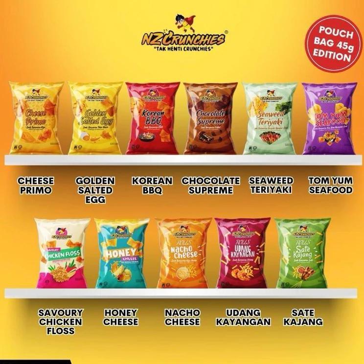 nZ crunchies snack pouch original 45g(Cheese primo/Flaming salted/Roti ...