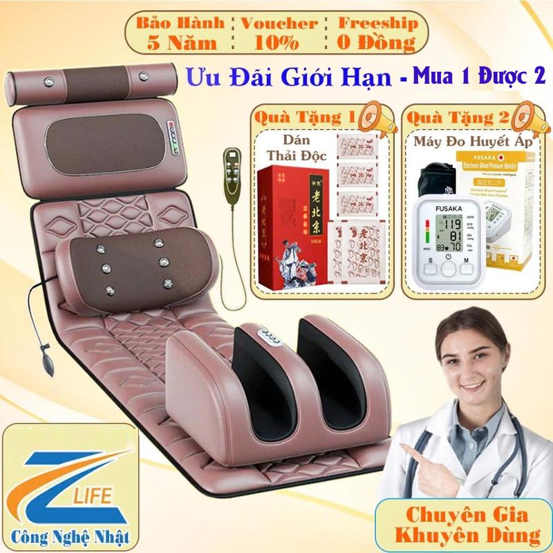 Đệm mát xa toàn thân có kèm gối thảo mộc và massage chân, Nệm matxa Zlize Z30. Đệm, gối, máy massage toàn thân, cổ vai gáy hồng ngoại