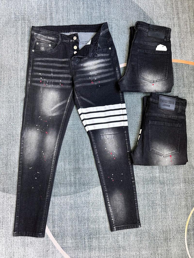 Product Introduction of QUẦN JEANS XÁM NAM DÀI 4 CÚC VẨY SƠN ĐI VIỀN TRẮNG SỌC NỔI 1 BÊN THỜI TRANG CÁ TÍNH   Menswear Denim Pants Có Túi 22