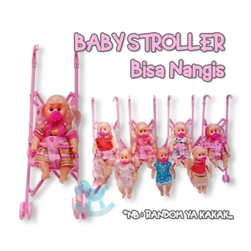 MAINAN ANAK BONEKA BAYI STROLLER DAPAT MENANGIS Perempuan 1