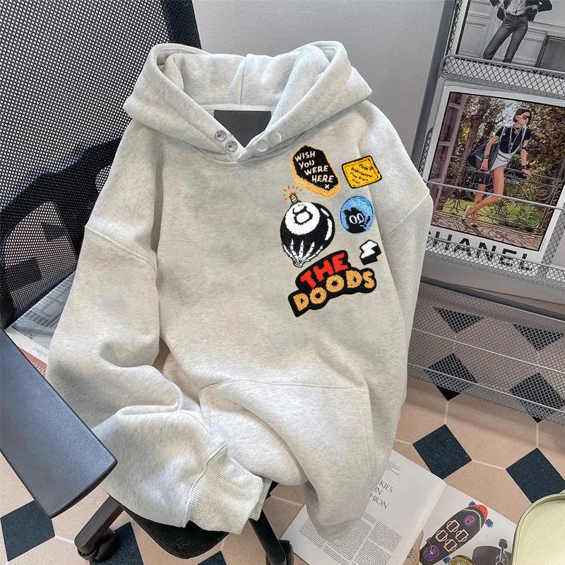 Product Introduction of Áo Hoodie Phong Cách Đường Phố Cho Nam, Phong Cách Năm Mới, In Chữ Mỹ Lót Lông Cừu, Dày Dặn, Dáng Rộng Vừa Vặn, Áo Phong Cách Ins, Dành Cho Nữ 10