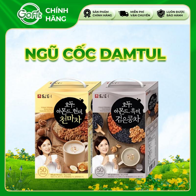 Bột Ngũ Cốc Damtuh Hạt Óc Chó, Hạnh Nhân, Đậu Đen, Thảo Dược Thiên Ma Hàn Quốc, Dinh Dưỡng, Ít Đường Food
