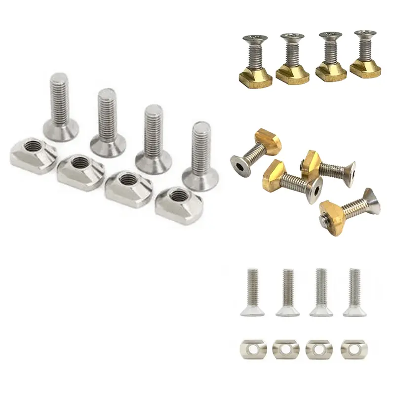 4Pcs Hydrofoil Mounting Brass T-Nuts for Surfing All Hydrofoil Tracks Outdoors Surfing Accessories
