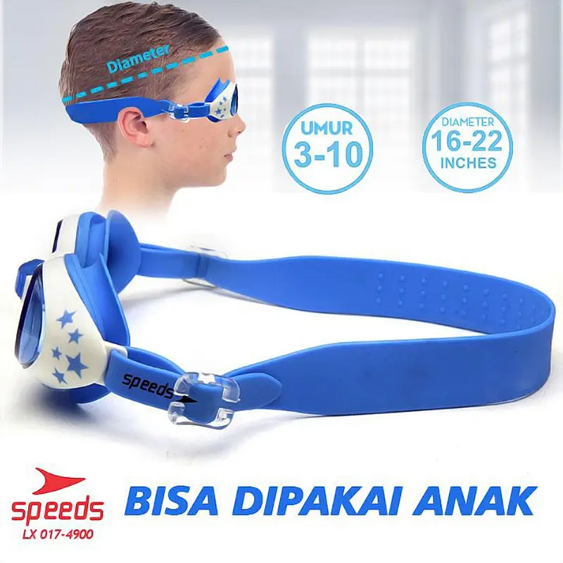 Speeds Kacamata Renang Anak Anti Fog Anti Air Nyaman Dimata Uniseks 017-4900 2