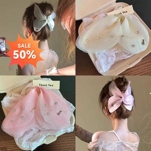 Sheer Rhinestone Wing Hair Clip for Women, Back of Head Bun Shark Clip, Large Claw Clip, High-end Hairpin Hair Accessory
