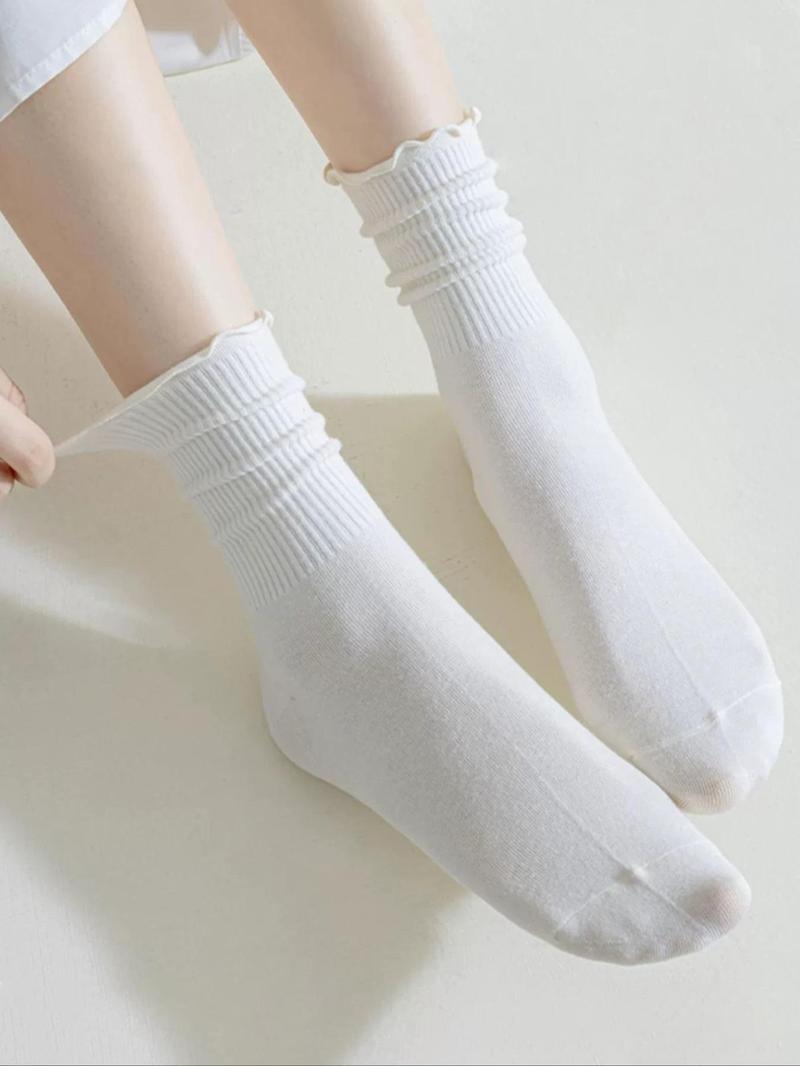 Product Introduction of Random Women's Solid Mid-calf Socks, Casual Comfy Breathable Socks for Daily Wear, Women's Socks for All Seasons 3