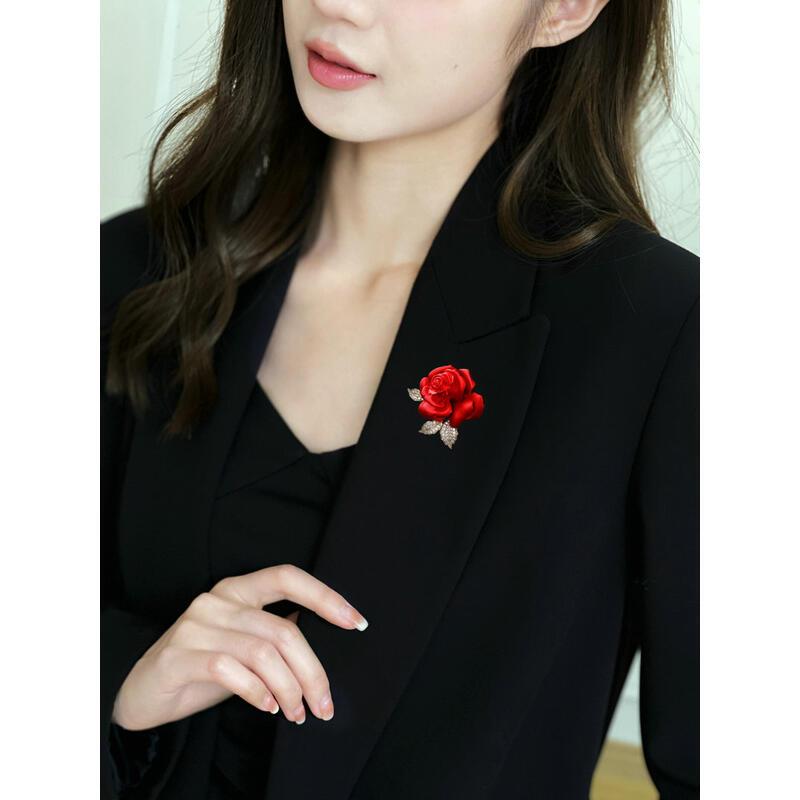 Product Introduction of New multi-purpose fixed clothing clip, suit jacket, cheongsam accessory, rose chest flower, red camellia flower brooch 9
