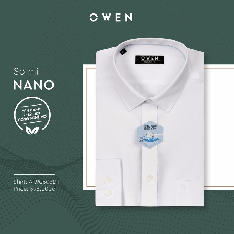 OWEN - Áo sơ mi trắng DÀI TAY chất NANO không nhăn REGULAR SLIM Menswear Nam