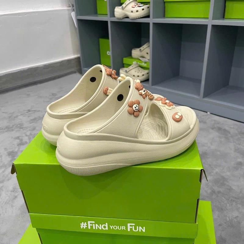 dép cross nữ shoes 2 quai cao 7cm, dép nữ đính stick chất cao su non êm nhẹ bền chống trơn trượt ful box DéP GiàY Jean Sandal giay  hot 1
