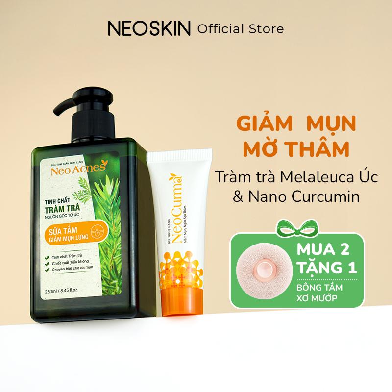   Mua combo tặng 1 bông tắm  Combo hỗ trợ ngừa mụn giảm thâm body : Sữa tắm NEOACNES & Gel nghệ NEOCURMA 