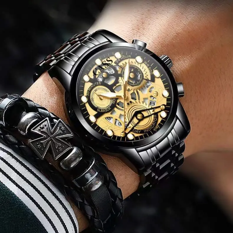 JAM TANGAN PRIA IMPORT 2024 NEW CASS MEN'S WATCH FASHION HOLLOW BUSINESS WATCH TREN WATERPROOF NIGHT LIGHT LUMINOUS QUARTZ QUARTZ SEGOOD WATCHES 1