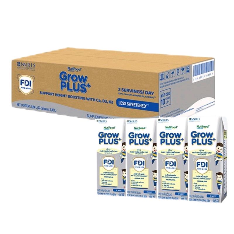 sữa pha sẵn grow plus bạc hộp 180ml, Thùng 6 lốc 24 hộp