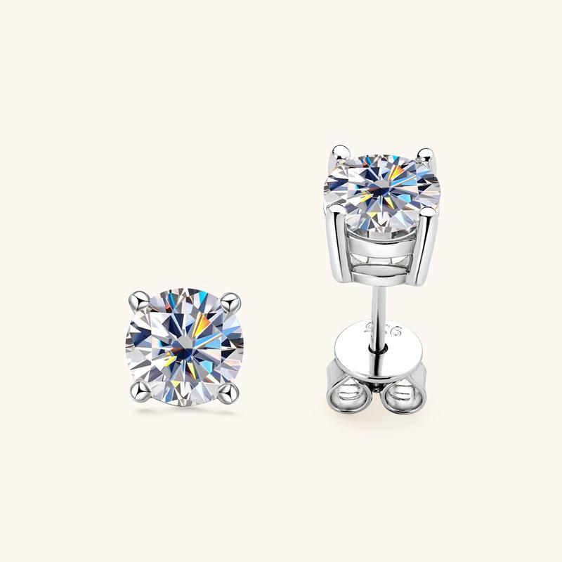 Bông Tai Đinh tán Moissanite, LLXYW, Dành Cho Phụ Nữ Và Nam Giới, Bạc Sterling 925, Kích Thước 0.1 / 0.2 / 0.3.0.5 / 1 / 2 / 3CT, Bông Tai Phòng Thí Nghiệm, Đồ Trang Sức Sang Trọng 2