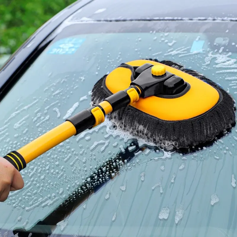 Chổi rửa xe ô tô, lau kính, sàn nhà sợi mềm điều chỉnh được độ dài và độ cong tiện lợi Phụ Kiện Lau Xe