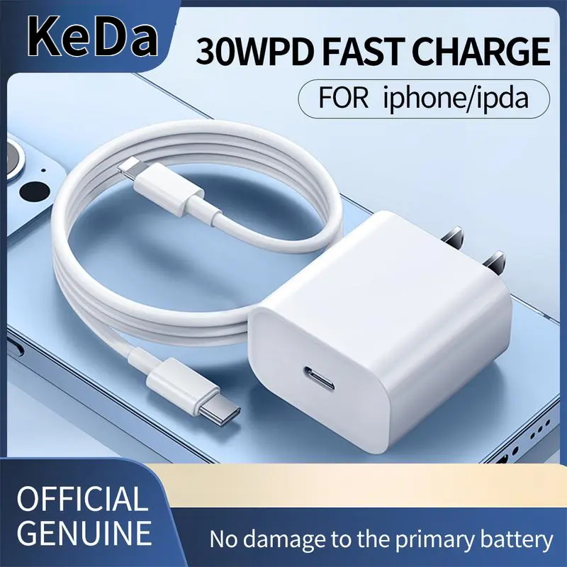 Bộ sạc bộ chuyển đổi nguồn PD 30watts, sạc nhanh với cáp sạc, Tương thích với iPhone 6 / 7 / 8 / X / xr / 11 / 12 / 13 / 14 Pro Max / 14 Pro, với dây cáp 1m, đầu nối USB-C, bộ sạc điện thoại di động điện tử, iPhone Phụ Kiện