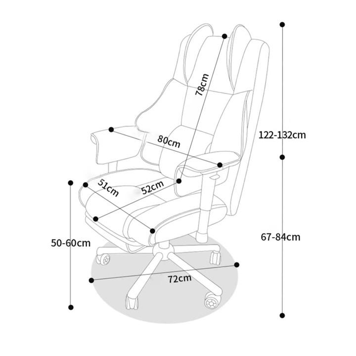 Ghế gaming cao cấp, ghế văn phòng có gác chân xoay 360 độ, Dày dặn, nâng hạ, ngả lưng phong cách Hàn Quốc 8