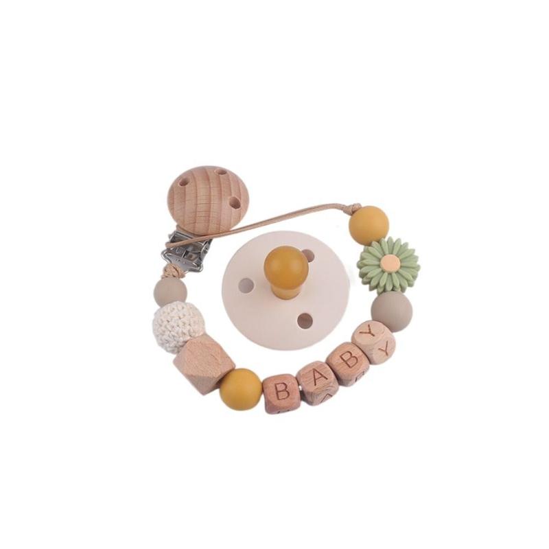 Product Introduction of YOBABY Cute Adjustable Pacifier Holder Clips Anti-lost Dummy Nipple Baby Pacifier Chain Wood Letter Baby Teether Toys Straps Toddler 11
