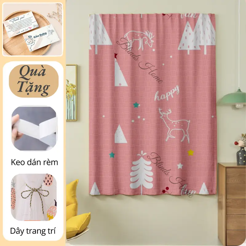 Rèm dán cửa sổ 1 lớp, rèm dán tường KHÔNG KHOAN ĐỤC BEV DECOR trang trí tiện lợi, che sáng hiệu quả ( Tặng keo dán + dây buộc) 7