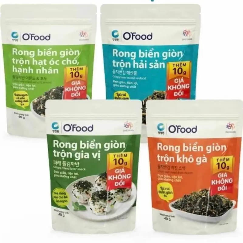 Rong Biển Giòn Trộn Gia Vị OFood 40Gram Có 4 Vị Rất Thích Hợp Với Các con Nhỏ , Trộn Ăn với Cơm Cả Ăn Vặt , Đầy Đủ Dinh Dưỡng