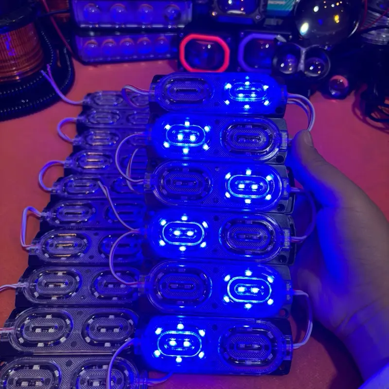 Combo 5-10 thanh đèn 12v và 24v led hai màu xanh dương-đỏ nhấp nháy trang trí xe 1
