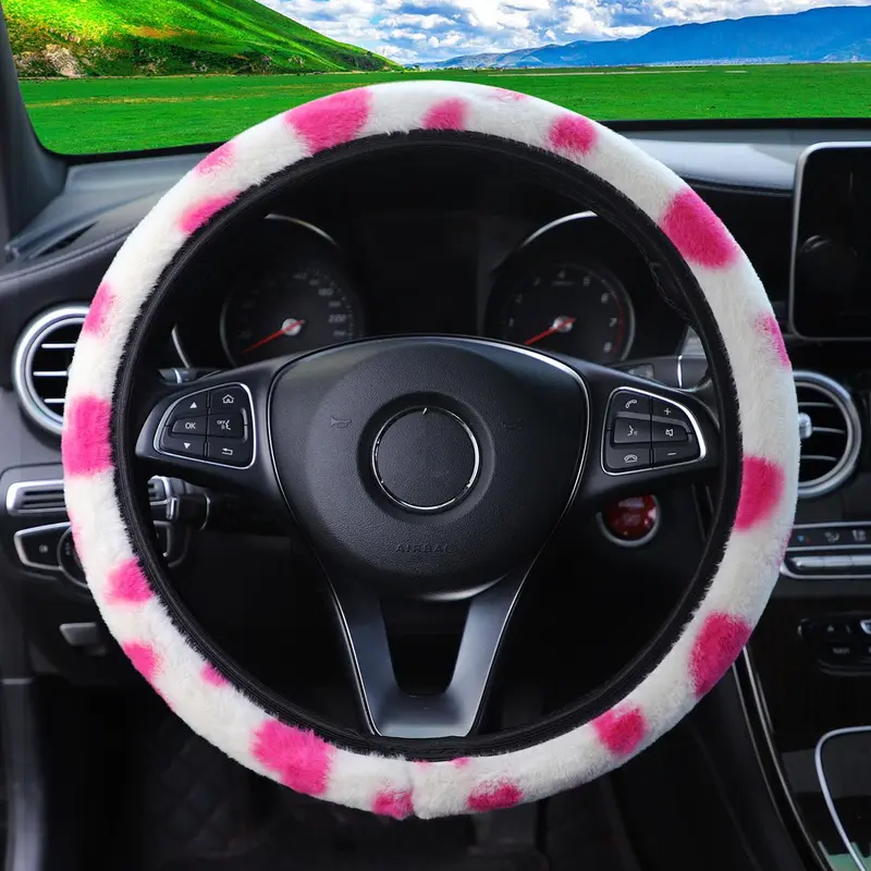 Car Steering Wheel Cover, Cute Heart Pattern Steering Wheel Cover, Car Interior Accessories For Daily Life 7