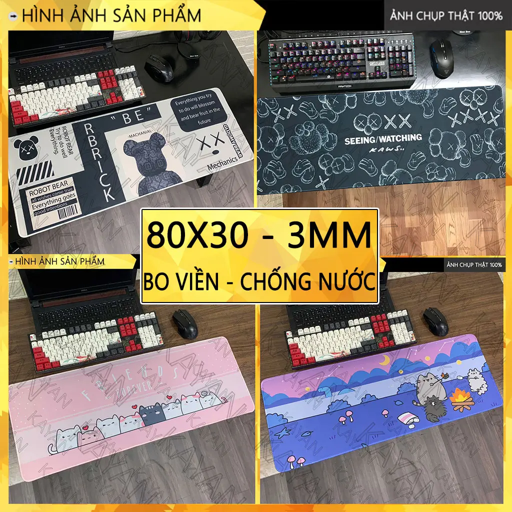 Lót chuột, bàn di chuột chống nước cỡ lớn dễ thương 80x30cm dày 3mm
