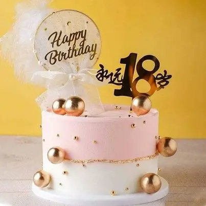 Topper Cake Bulat Bola Emas, Silver, Pink, Biru dan Putih 1