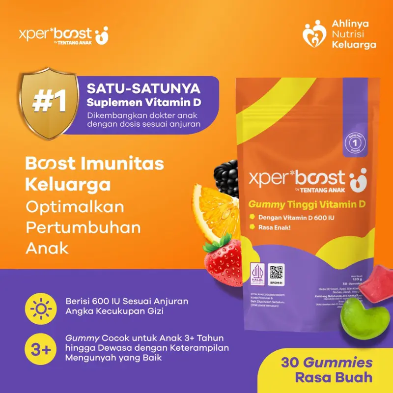 Expert Boost | Expert Care Boost Gummy Vitamin D 600 IU Anak dan Dewasa | Boost Imunitas & Pertumbuhan | Paket 30 Hari