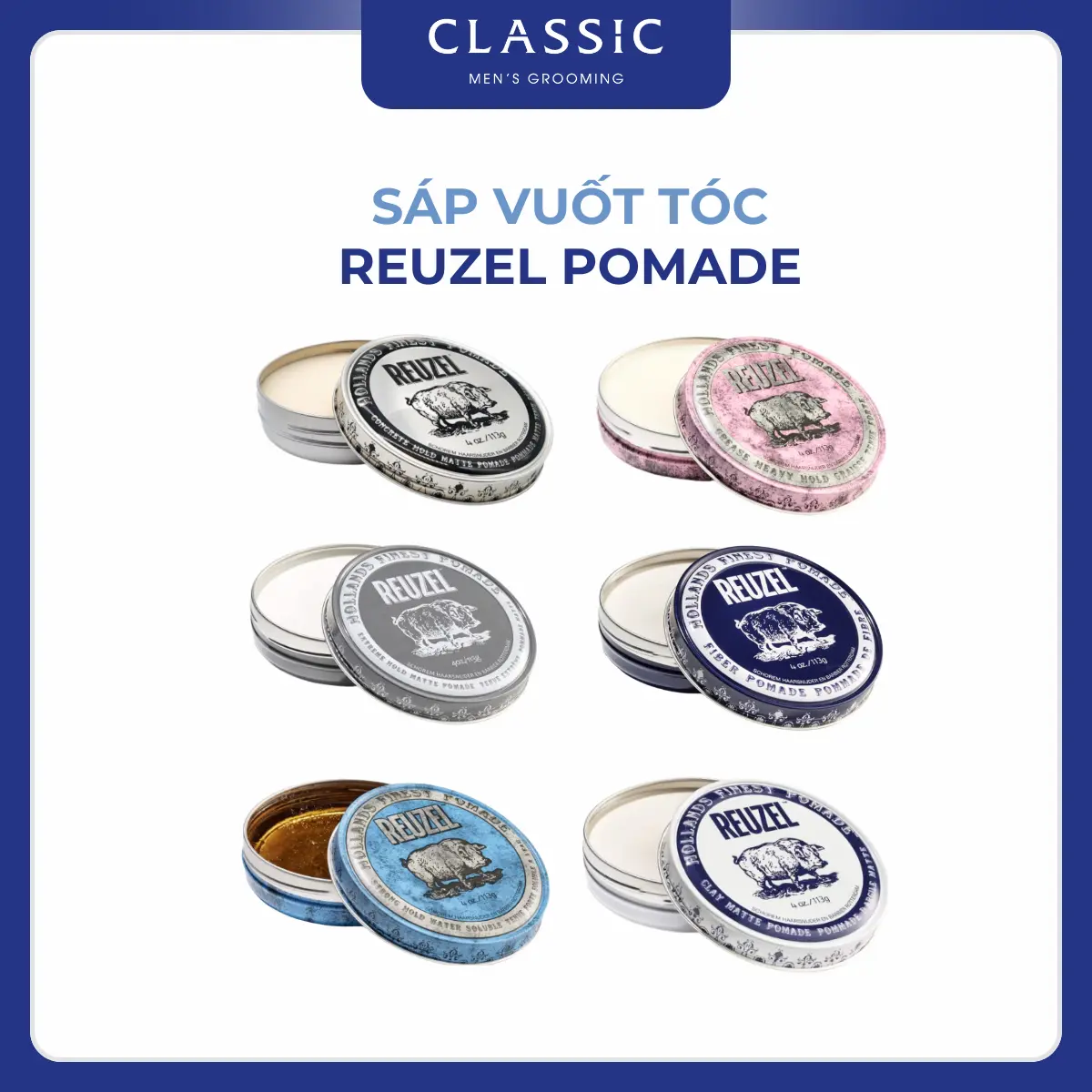 Bộ Sản Phẩm Sáp vuốt tóc Reuzel Pomade