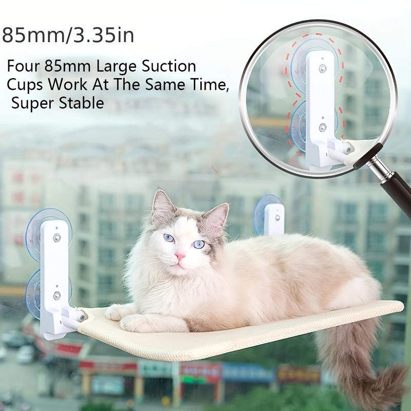 Product Introduction of Cozy Cat Window Hammock with Strong Suction Cups - Sunbathing Perch for Cats, Durable Polyester, Non-Assemble 10